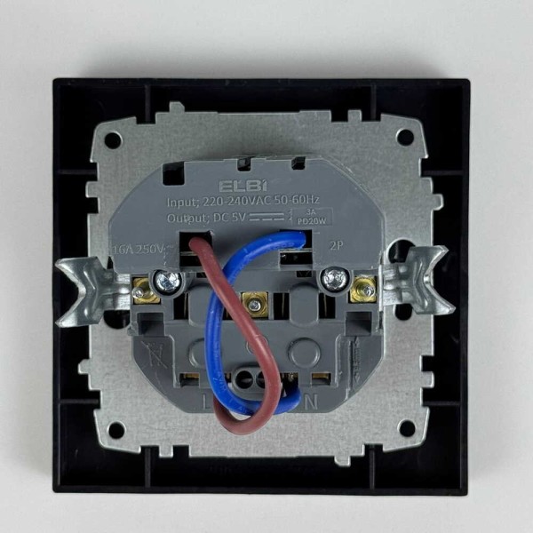 Розетка EL-BI VEGA антрацит матовый 1-я с/з + 2USB (Type C+A) 3A ( 510-016700-347 ) - фото №1