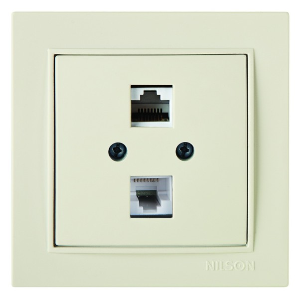 Розетка Nilson Thor кремова комп'ютерна 2-на CAT5e RJ45 ( 27121046 )
