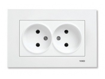 Розетка двойная белая, VIKO Karre