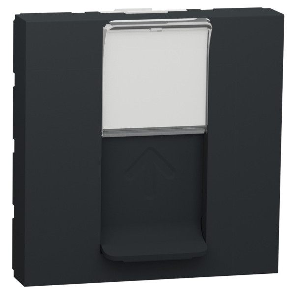 Одинарна комп'ютерна розетка Schneider Electric NU341754 RJ45 cat.6 STP із полем для напису 2М (антрацит) - фото №1