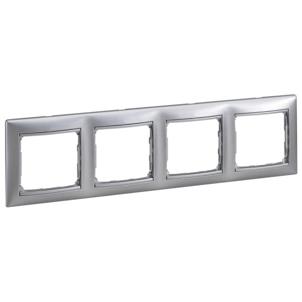 Рамка четырехместная Valena горизонтальная алюминий