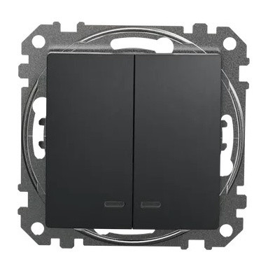 Двоклавішний вимикач Schneider Electric Sedna Design & Elements з підсвіткою чорний SDD114105L - фото №4