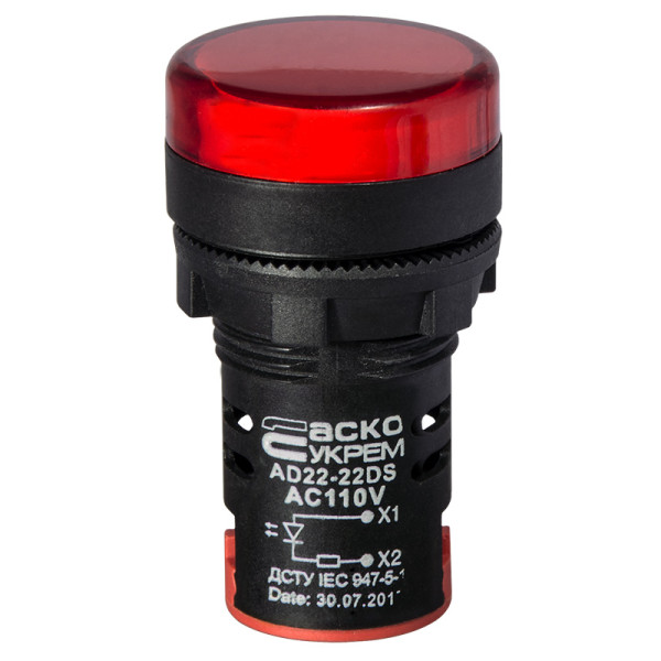 Сигнальна арматура Аско-Укрем AD22-22DS 110В АС червона (A0140030067) - фото №1