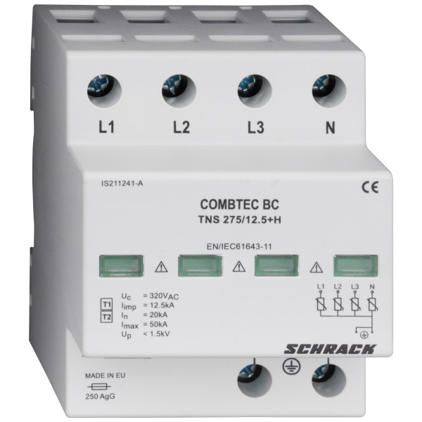 Защитный грозоразрядник Schrack IS211240A Combtec 275В АС 12,5кА 4P класс B+C TNS