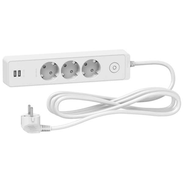 Подовжувач Schneider Electric ST943U1W на 3 місця та 2хUSB (1,5м) білий