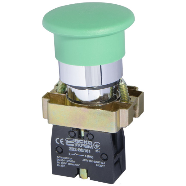 Кнопка-грибок Аско-Укрем XB2-BC31 Ø40мм «Старт» зелена (A0140010052) - фото №1