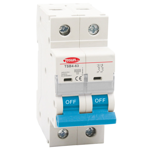 Модульный автоматический выключатель TOSUNlux TSB4-63 2P 63А C 6кА (6940151024217)