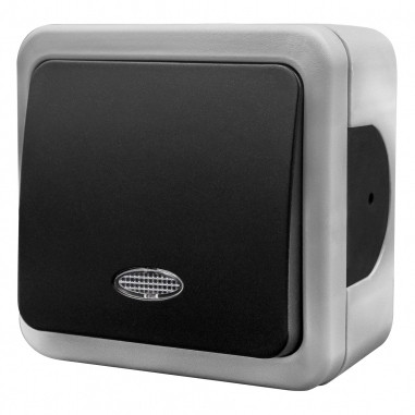 Накладной выключатель NE-AD MULTIMA 92-52-01-I с led-подсветкой серый