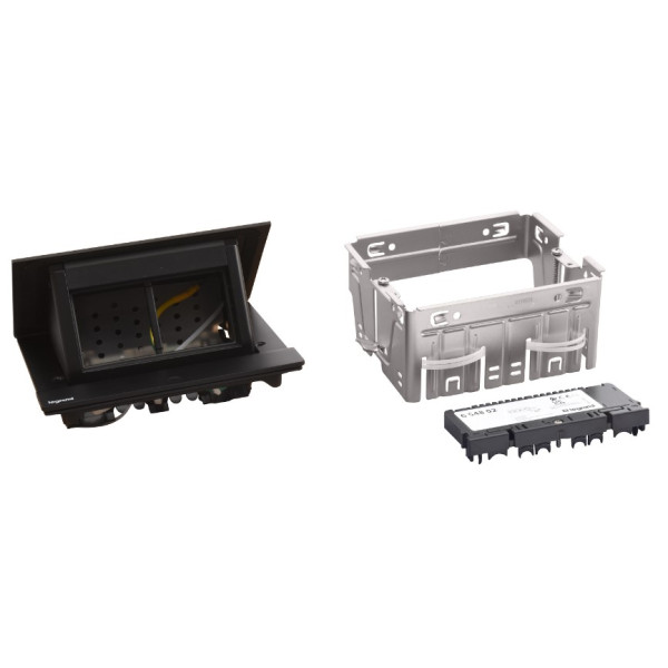 Лючок із висувним блоком Legrand на 4 модулі (654802) чорний - фото №2