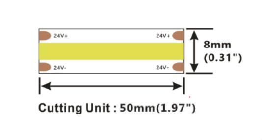 LED лента COLORS COB-24V-IP20 7.2W 605Lm 2700K 5м (DRF6-24V-8mm-SW) - фото №1