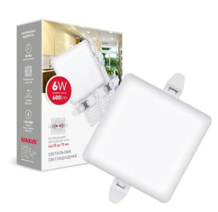 Квадратний врізний світильник Maxus SP Adjustable 6Вт 4100K (1-MSP-0641-SA) - фото №2