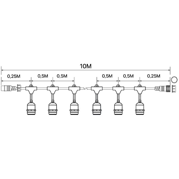 Гирлянда TWIST патрон 10хЕ27 5м IP65 черный VIOLUX ( 950012 ) - фото №9