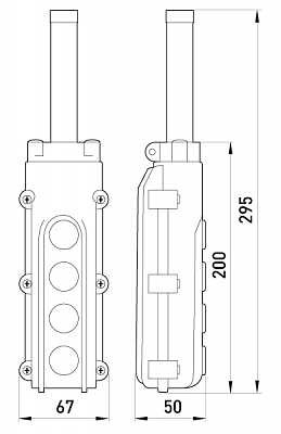 Тельферний пост на 4 кнопки, 2NO, 500В - фото №1