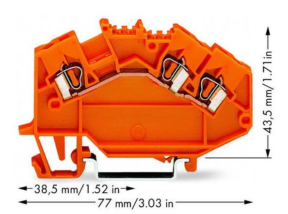 Клемма Wago 780-654 TS 35 (оранжевая) - фото №3