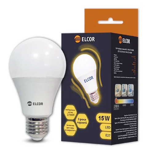 Светодиодная лампа Elcor 534322 Е27 А65 15Вт 2700К - фото №1