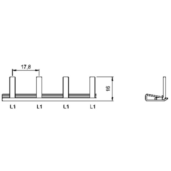 Соединительная шина однополюсная FTG KVK 854 на 57 модулей 10мм² (1000x17,8мм² угол 90° - фото №2