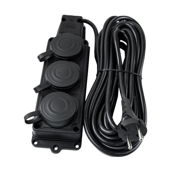 Подовжувач Violux 3р 10м без заземлення чорний IP44 каучук ( 933102 ) - фото №1