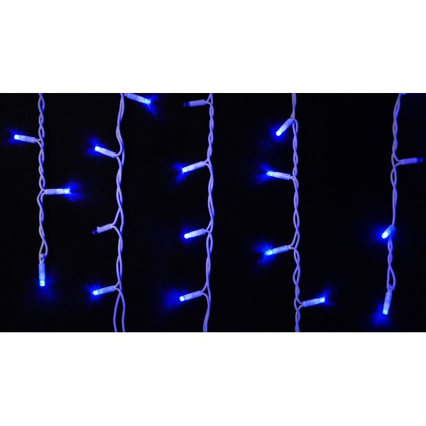 Белая уличная LED гирлянда Delux EN ICICLE 75LED (90012957) 2x0,7м 18 мигающих диодов IP44 (синий свет) - фото №1