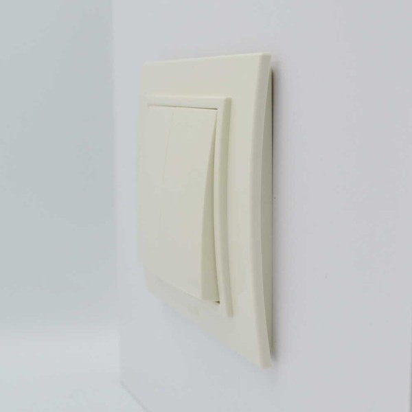 Выключатель ELBI ZENA кремовый 2кл с рамкой ( 500-010300-202 ) - фото №1