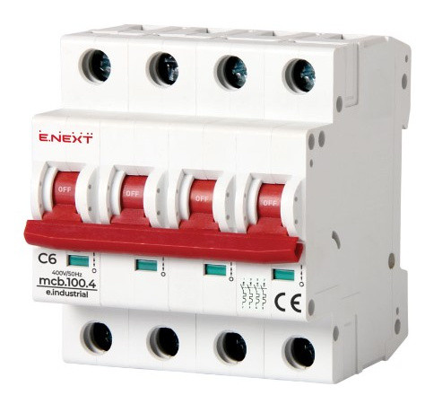 Модульный автоматический выключатель E.Next e.industrial.mcb.100.4.C6 4р 6А C (i0180028)