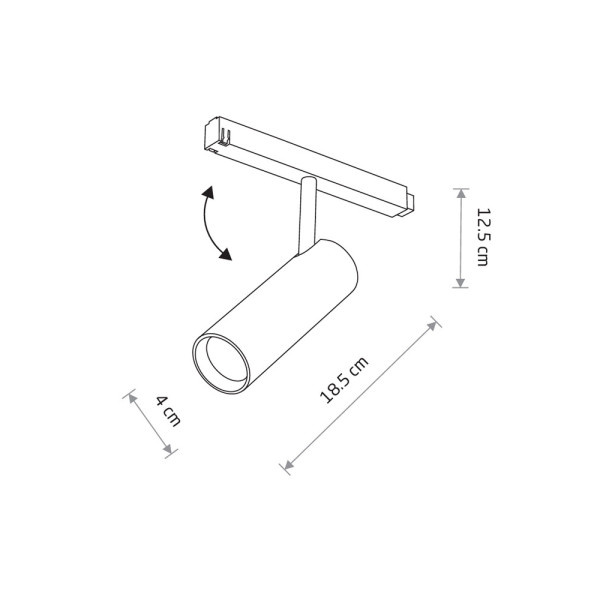 Магнітний трековий світильник Nowodvorski 10656 LVM Spot LED 1x9W 4000K 850Lm IP20 чорний - фото №4