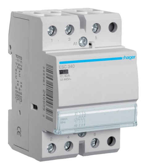 Контактор 40A ESC340 (3НВ, 230В) 3м Hager