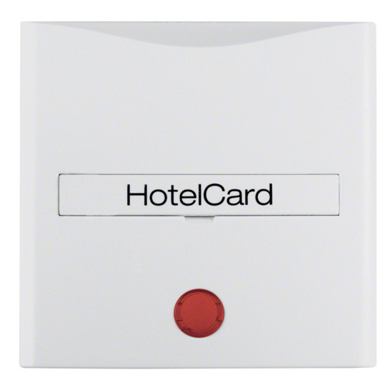 Накладка карткового вимикача для готелів з відбитком та червоною лінзою, полярна білизна матова Berker S.1/B.3/B.7