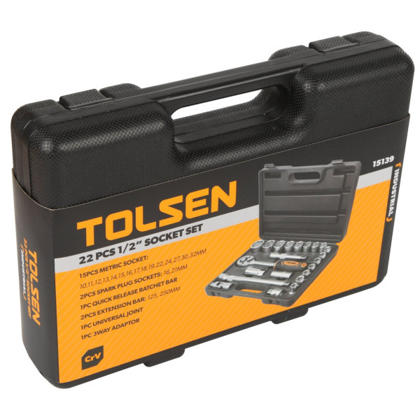 Набор торцевых головок Tolsen (15139) 1/2" (22шт) «Профи» - фото №3