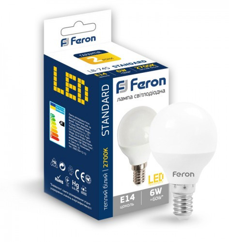 Світлодіодна лампа Feron 5031 LB-745 6Вт 2700К P45 Е14 - фото №1