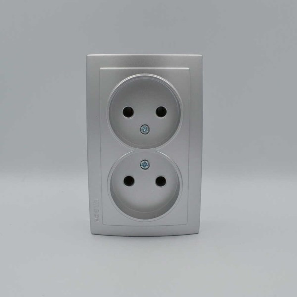 Розетка Nilson Themis срібло 2-на без заземлення ( 26131024 ) - фото №2