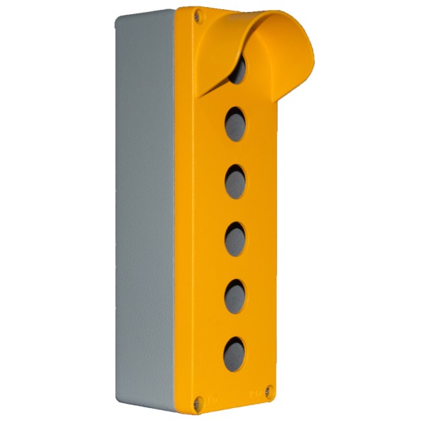 Шестимісний алюмінієвий пост кнопковий з козирком TP Electric 3390-835-0600 80x250x70мм ІР67