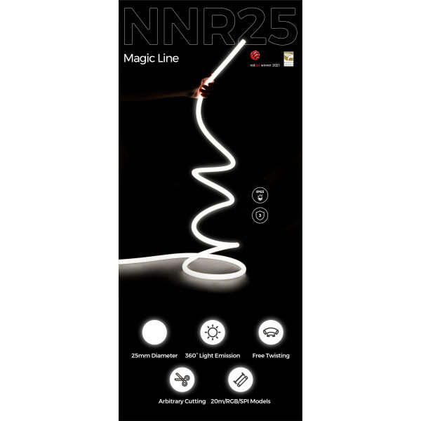 Гнучкий неон COLORS 12V IP65 21,6W 302Lm RGB-SPI 3м (NNR25-RGB-SPI) - фото №2