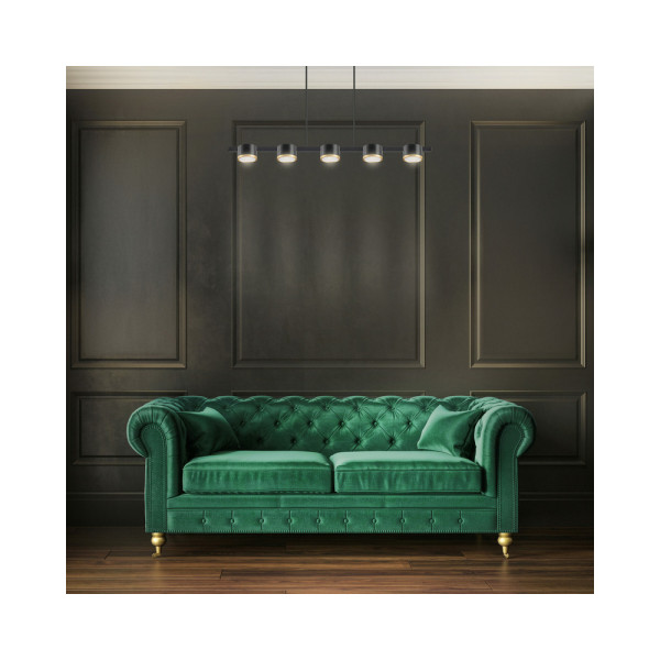 Подвесной светильник, люстра над столом, барной стойкой Goldlux 328076 Mirella GX53 5x6W IP20 Черный - фото №1