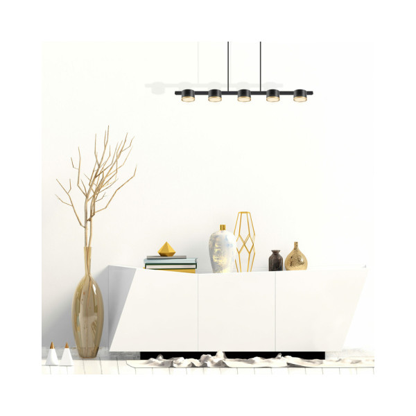 Подвесной светильник, люстра над столом, барной стойкой Goldlux 328076 Mirella GX53 5x6W IP20 Черный - фото №2