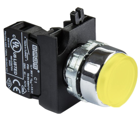 Выступающая нажимная кнопка EMAS CM100HS (1НО) желтая