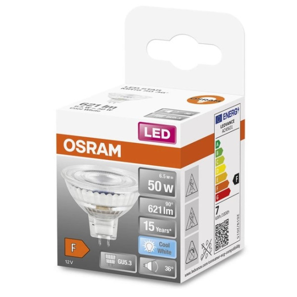 Лампа светодиодная Osram LED MR16 50 36 8Вт/840 12В GU5.3 6х1 - фото №1