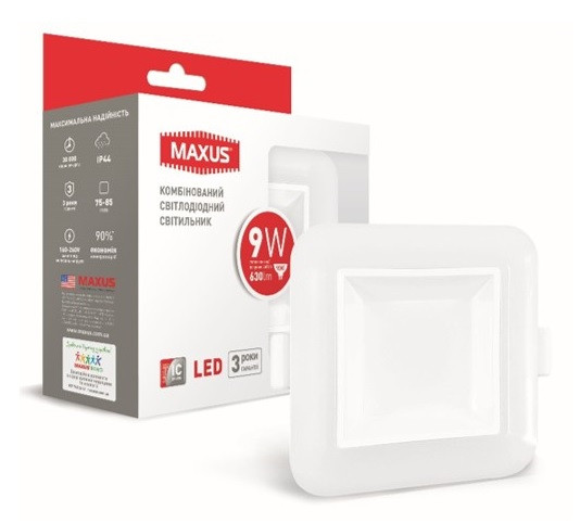 Квадратний світильник Maxus SDL 3-step 9Вт 3000/4100K (1-MAX-01-3-SDL-09-S) - фото №1