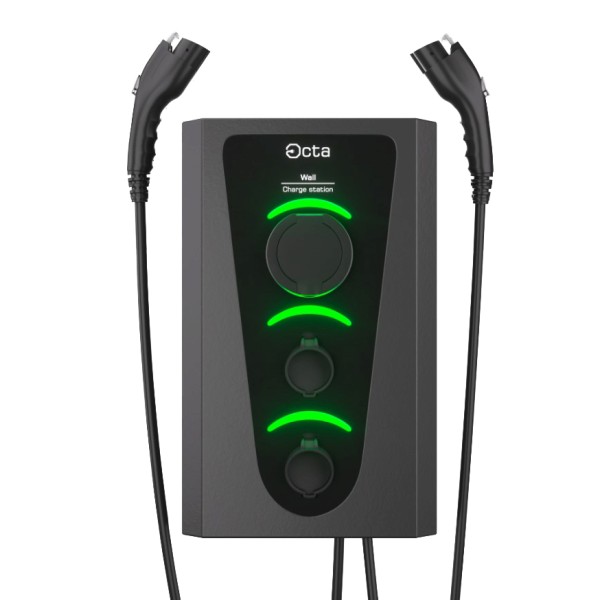 Бытовая зарядная станция для электромобилей Octa Energy W336-С22-C2-C2 Wall на 36кВт с 3 портами (Type 2 Type 2 Type 2) - фото №1
