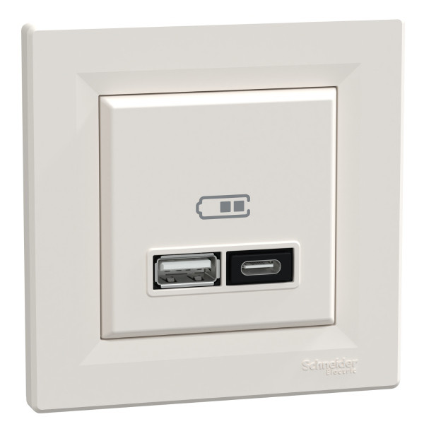 USB розетка Schneider Electric Asfora EPH2700523 тип A+C, 21Вт 3A крем