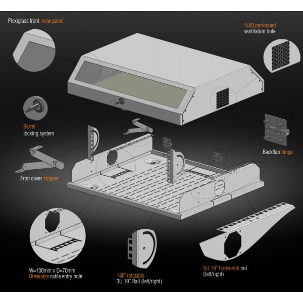 Телекоммуникационный шкаф Mirsan SLIM 19'' 3+5U 537x475 (серый) - фото №4