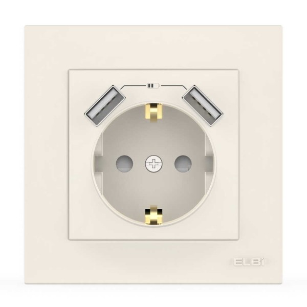 Розетка EL-BI VEGA белая 1-я с заземлением + 2USB ( 510-010200-317 )
