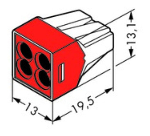 Клема WAGO на 4 дроти 4mm2 773-604 червона - фото №2