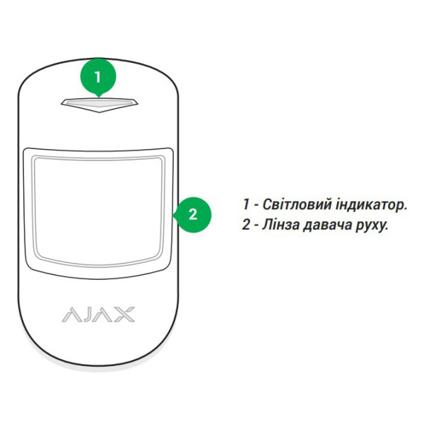 Бездротовий датчик виявлення руху Ajax 1148 Motion Protect (чорний) - фото №2