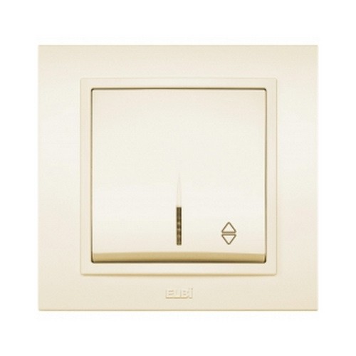 Вимикач ELBI ZENA кремовий 1кл прохідний з підсвіткою з рамкою ( 500-010300-210 )