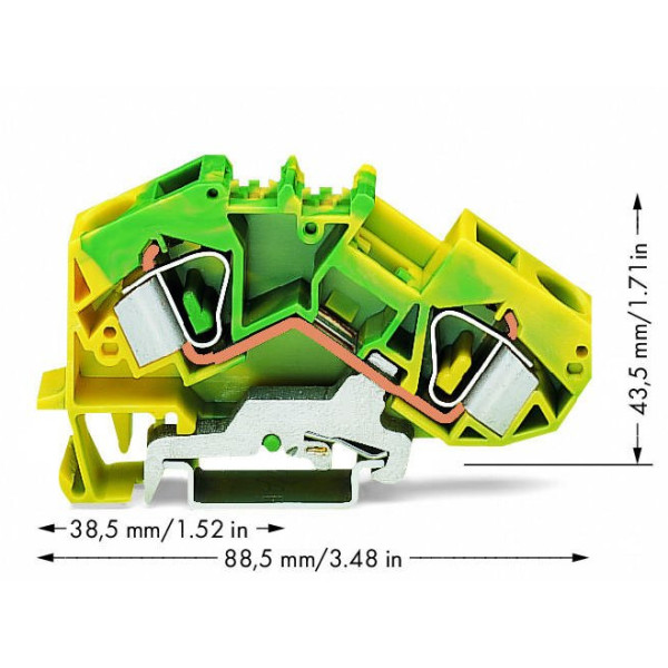 Клема заземлення Wago 783-607 16мм² (жовто-зелена) - фото №1