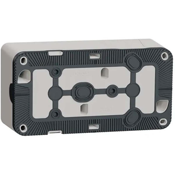 Накладна 2-місна розетка Schneider Electric MUR39035 із з/к та шторками IP55 (біла) - фото №2