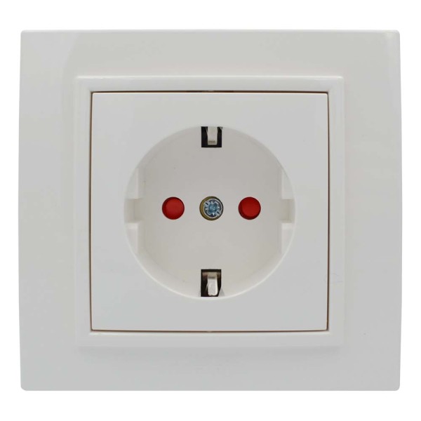 Розетка ELBI ZENA біла 1-на з заземленням захист від дітей без рамки ( 609-010200-243 ) - фото №1