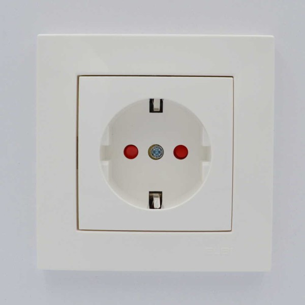 Розетка ELBI ZENA біла 1-на з заземленням захист від дітей без рамки ( 609-010200-243 ) - фото №3