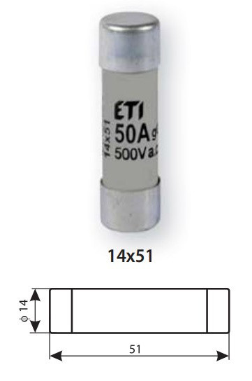 Запобіжник ETI 002631009 CH 14X51 aM 16A 690V - фото №1