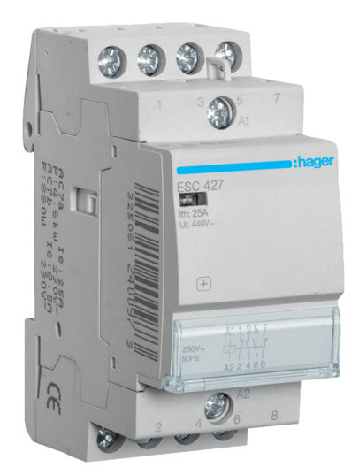 Контактор 25A ESC427 (2НО+2НЗ, 230В) 2м Hager